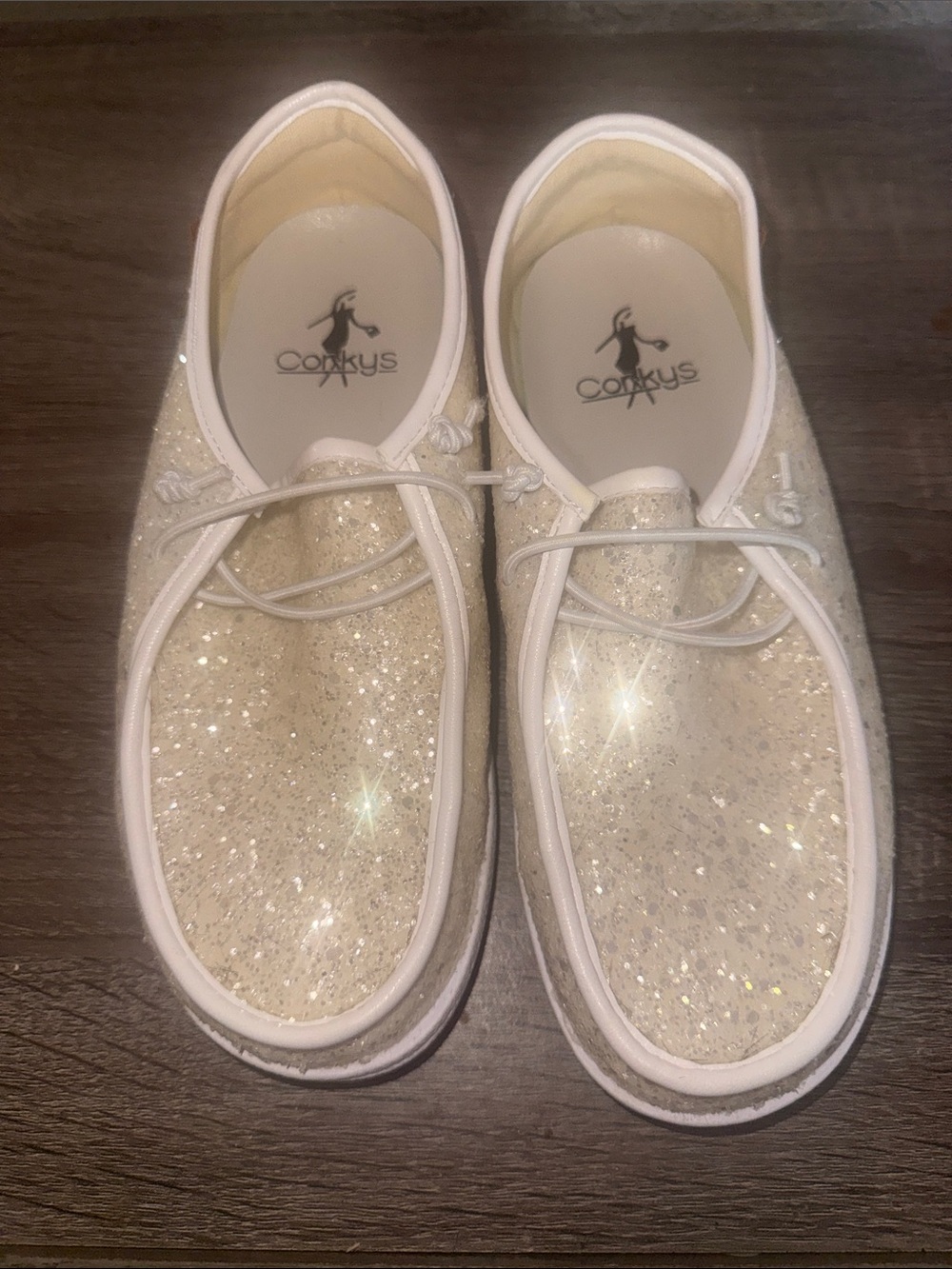 Corkys Sparkle Ivory Glitter Slip-On Shoes